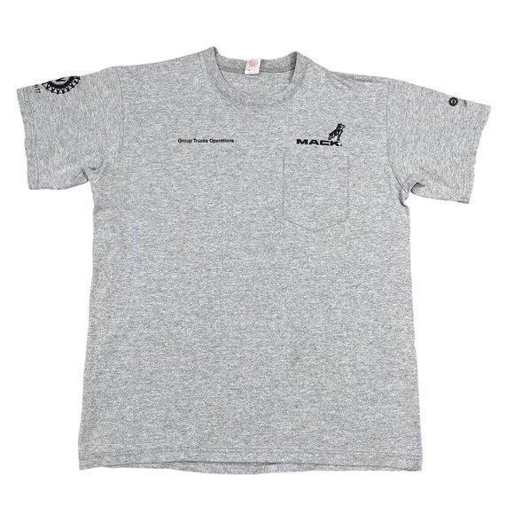 Vintage Windjammer MACK Trucks Grey Local 677 Union T-Shirt Size Large - Picture 1 of 7